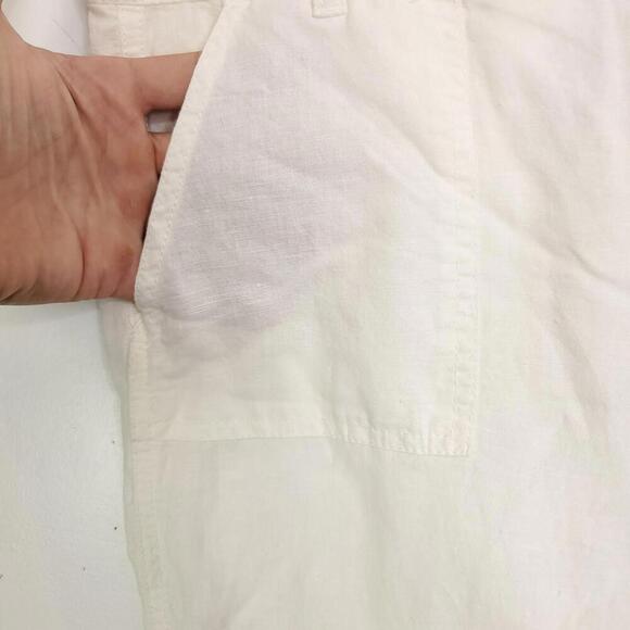 Banana Republic Pants Women 8 Martin Fit Linen Blend Cropped Cargo White - Picture 5 of 12